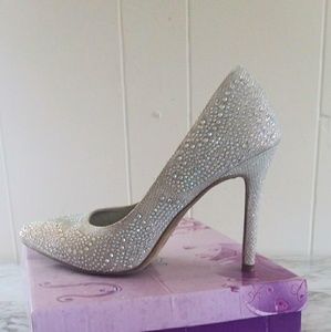 Silver jeweled heels